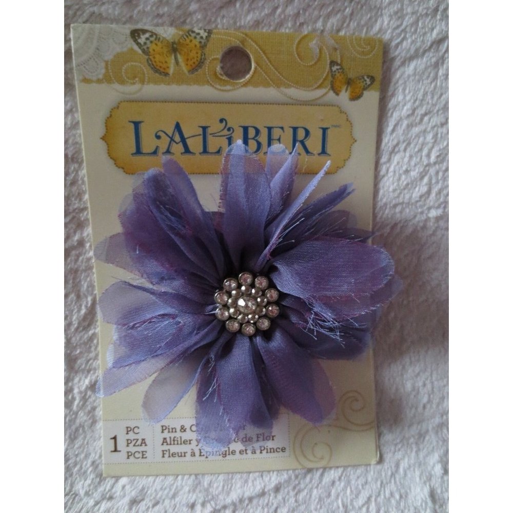 Ek Success LaLiberi Pin and Clip Purple Flower Ready Made New